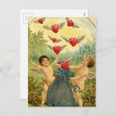 ヴィンテージバレンタインデーとハート シーズンポストカード (正面/裏面)