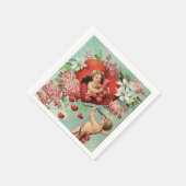 ヴィンテージバレンタインデーとハート スタンダードカクテルナプキン (角)