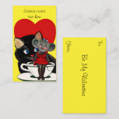 ヴィンテージバレンタインデーねこマウスティーカップハート ノートカード (正面/裏面)