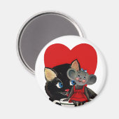 ヴィンテージバレンタインデーねこマウスティーカップハート マグネット (正面/裏面)