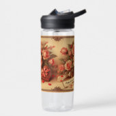 ヴィンテージバレンタインデーのチョコレートと花 ウォーターボトル (左面)