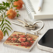 ヴィンテージバレンタインデーのチョコレートと花 キーホルダー (正面右)