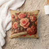 ヴィンテージバレンタインデーのチョコレートと花 クッション (ブランケット)