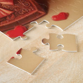 ヴィンテージバレンタインデーのチョコレートと花 ジグソーパズル (側面)