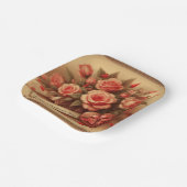 ヴィンテージバレンタインデーのチョコレートと花 ペーパープレート (傾斜あり)