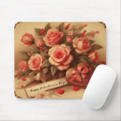 ヴィンテージバレンタインデーのチョコレートと花 マウスパッド (マウス)