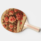 ヴィンテージバレンタインデーのチョコレートと花 卓球ラケット (横)