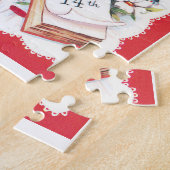 ヴィンテージバレンタインデーのハート、花、リボン ジグソーパズル (側面)