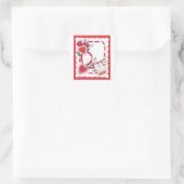 ヴィンテージバレンタインデーのハート、花、リボン スクエアシール (バッグ)