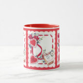 ヴィンテージバレンタインデーのハート、花、リボン マグカップ (中央)