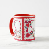ヴィンテージバレンタインデーのハート、花、リボン マグカップ (正面左)