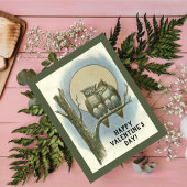 ヴィンテージバレンタインデーのフクロウの夜月 シーズンポストカード