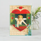 ヴィンテージバレンタインデーの天使が恋に満ちた シーズンカード (スタンド正面)