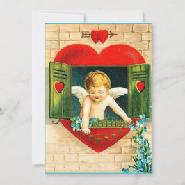 ヴィンテージバレンタインデーの天使が恋に満ちた シーズンカード