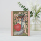 ヴィンテージバレンタインデーエレガントハート付き シーズンポストカード (スタンド正面)