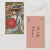 ヴィンテージバレンタインデーエレガントハート付き ノートカード (正面/裏面)