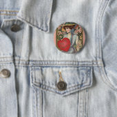 ヴィンテージバレンタインデーエレガントハート付き 缶バッジ (インサイチュ)