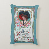 ヴィンテージバレンタインデーエレガント、ハートの女性 アクセントクッション (裏面(縦))
