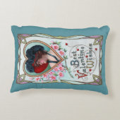 ヴィンテージバレンタインデーエレガント、ハートの女性 アクセントクッション (裏面)