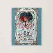 ヴィンテージバレンタインデーエレガント、ハートの女性 ジグソーパズル (縦)