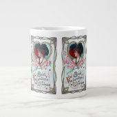 ヴィンテージバレンタインデーエレガント、ハートの女性 ジャンボコーヒーマグカップ (正面)