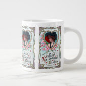 ヴィンテージバレンタインデーエレガント、ハートの女性 ジャンボコーヒーマグカップ (右)