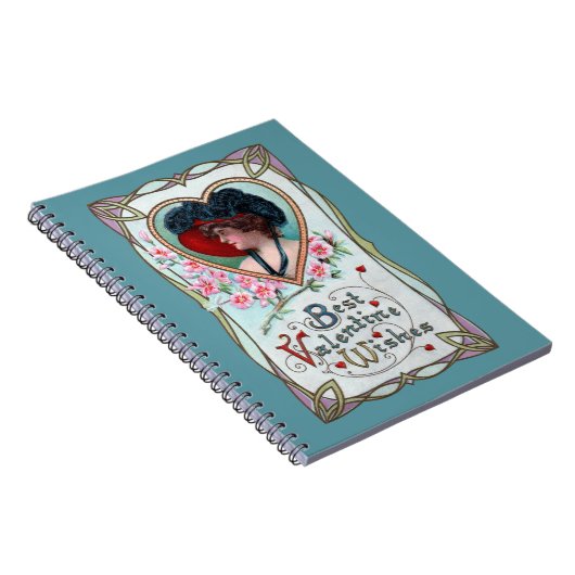 ヴィンテージバレンタインデーエレガント、ハートの女性 ノートブック (右側)