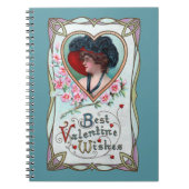 ヴィンテージバレンタインデーエレガント、ハートの女性 ノートブック (正面)