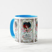 ヴィンテージバレンタインデーエレガント、ハートの女性 マグカップ (正面左)