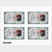 ヴィンテージバレンタインデーエレガント、ハートの女性 長方形シール (シート)