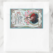 ヴィンテージバレンタインデーエレガント、ハートの女性 長方形シール (バッグ)