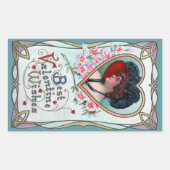 ヴィンテージバレンタインデーエレガント、ハートの女性 長方形シール (正面)