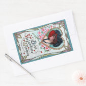 ヴィンテージバレンタインデーエレガント、ハートの女性 長方形シール (封筒)