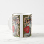 ヴィンテージバレンタインデーエレガント,ハート付きの女性 コーヒーマグカップ (正面左)