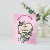 ヴィンテージバレンタインデーカードバードフラワーズハート シーズンポストカード (スタンド正面)