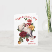 ヴィンテージバレンタインデーカードフローラ鳩ハート カード (正面)