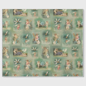 ヴィンテージバレンタインデーキューピッドコラージュ ラッピングペーパー (フラット)