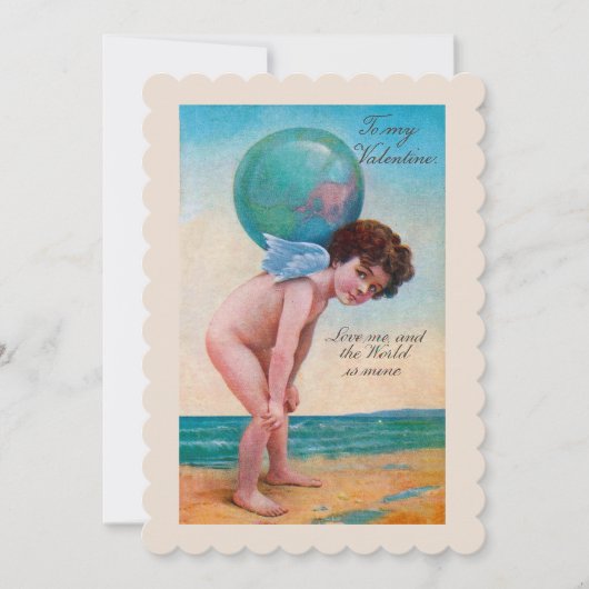 ヴィンテージバレンタインデーキューピッドホールディンググローブ シーズンカード (正面)