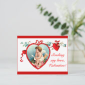 ヴィンテージバレンタインデーキューピッド葉書 シーズンポストカード (スタンド正面)