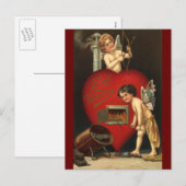 ヴィンテージバレンタインデーキューピッド，天使の燃える愛 シーズンポストカード (正面/裏面)