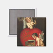 ヴィンテージバレンタインデーキューピッド，天使の燃える愛 マグネット (正面/裏面)