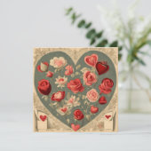 ヴィンテージバレンタインデーハートとバラ シーズンカード (スタンド正面)