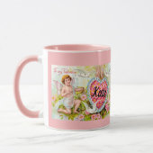 ヴィンテージバレンタインデーハート名前をカスタムするカップマグカップ マグカップ (左)