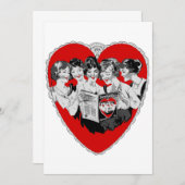 ヴィンテージバレンタインデーハート電話 招待状 (正面/裏面)