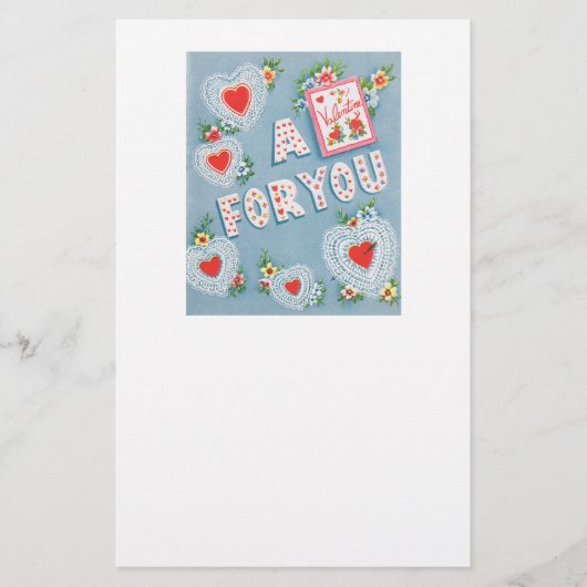 ヴィンテージバレンタインデーハート 便箋 (正面)