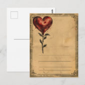 ヴィンテージバレンタインデーバラハート ポストカード (正面/裏面)