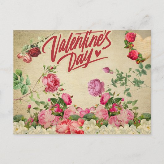 ヴィンテージバレンタインデーバラ シーズンポストカード (正面)
