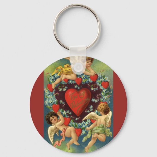 ヴィンテージバレンタインデービクトリアンエンジェルハート キーホルダー (正面)
