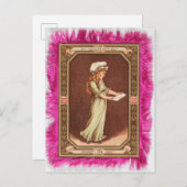 ヴィンテージバレンタインデービクトリアンガールピンク ポストカード (正面/裏面)