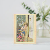 ヴィンテージバレンタインデービクトリアンキュピッド詩 ポストカード (スタンド正面)